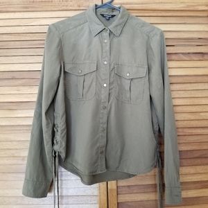 Express Lace Up Side Olive Military Blouse XS